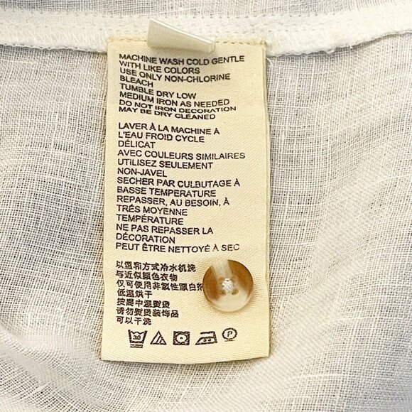 Anthropologie Maeve 100% Linen Marva White Lace Up Top Blouse Size 0 Oversized - Picture 6 of 8